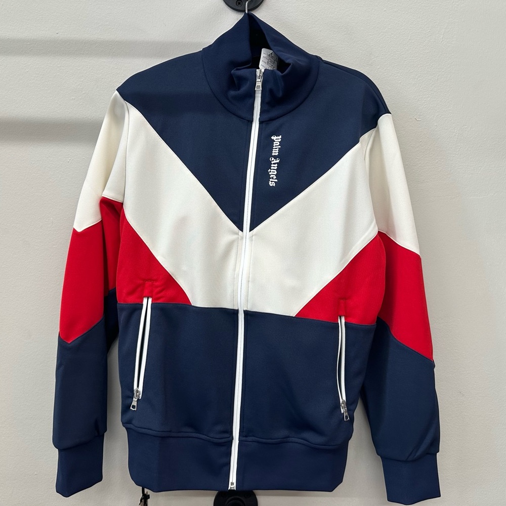 Palm Angels Navy and Red Chevron Track Jacket